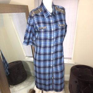 What goes around comes around plaid Stud dress